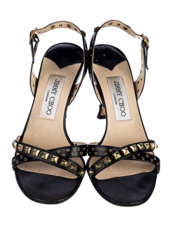 Jimmy Choo Rockstud Accents Leather Slingback Sandals