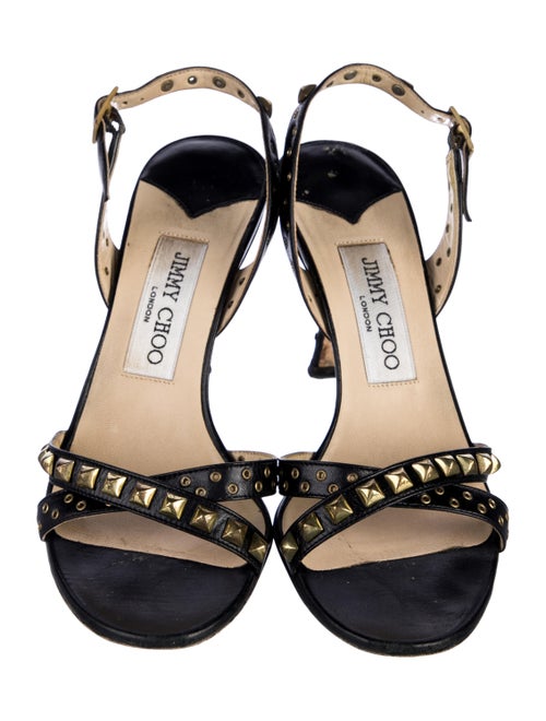 Jimmy Choo Rockstud Accents Leather Slingback Sandals