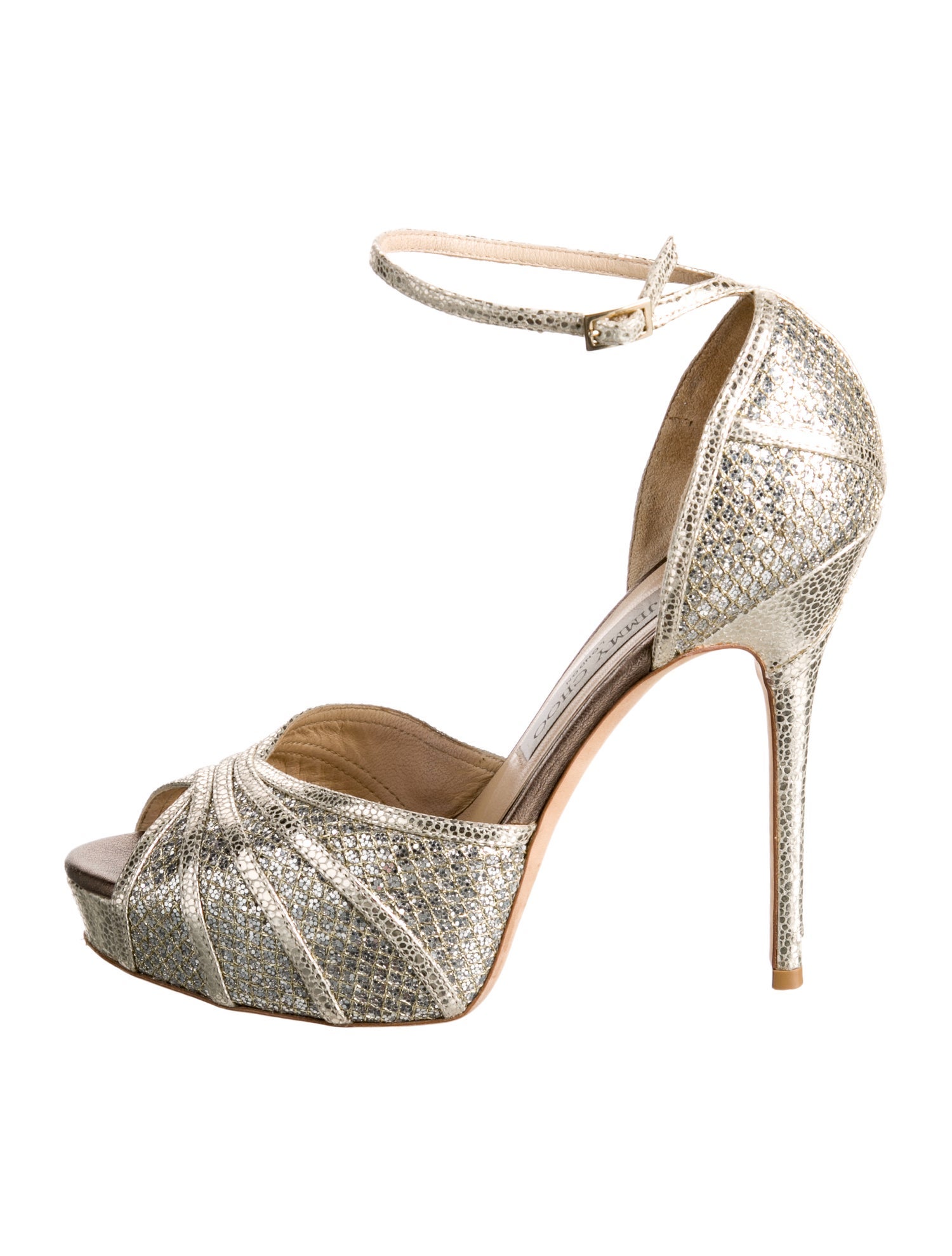 Jimmy Choo Leather Glitter Accents D'Orsay Pumps
