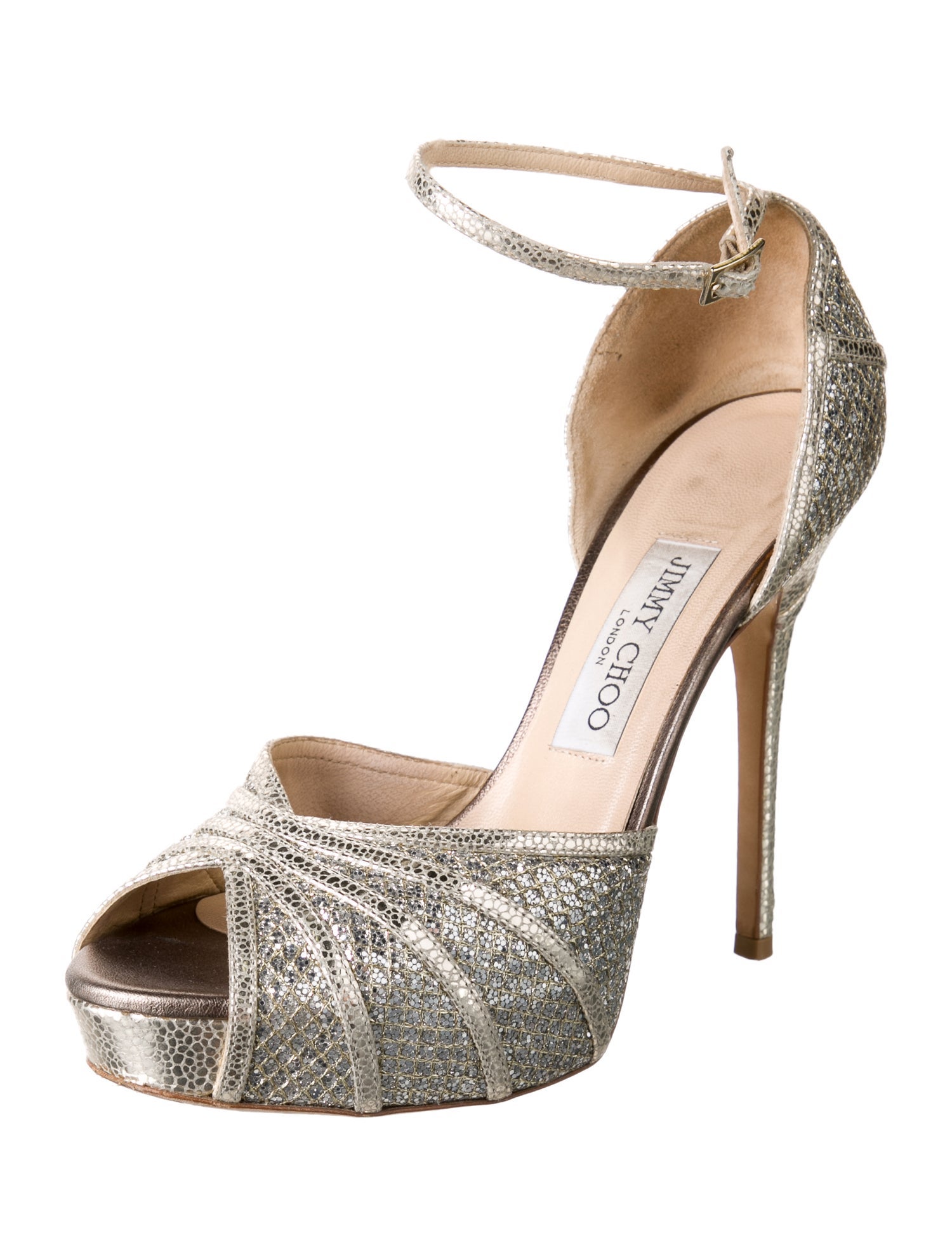 Jimmy Choo Leather Glitter Accents D'Orsay Pumps