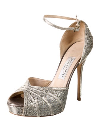 Jimmy Choo Leather Glitter Accents D'Orsay Pumps