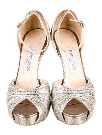 Jimmy Choo Leather Glitter Accents D'Orsay Pumps