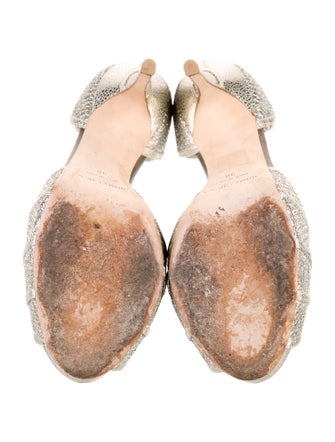 Jimmy Choo Leather Glitter Accents D'Orsay Pumps