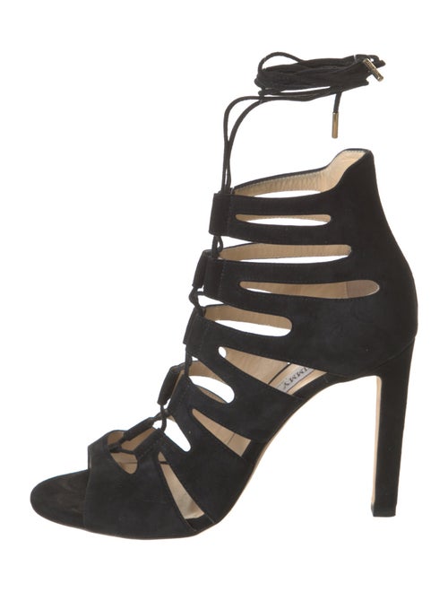 Jimmy Choo Suede Cutout Accent Gladiator Sandals