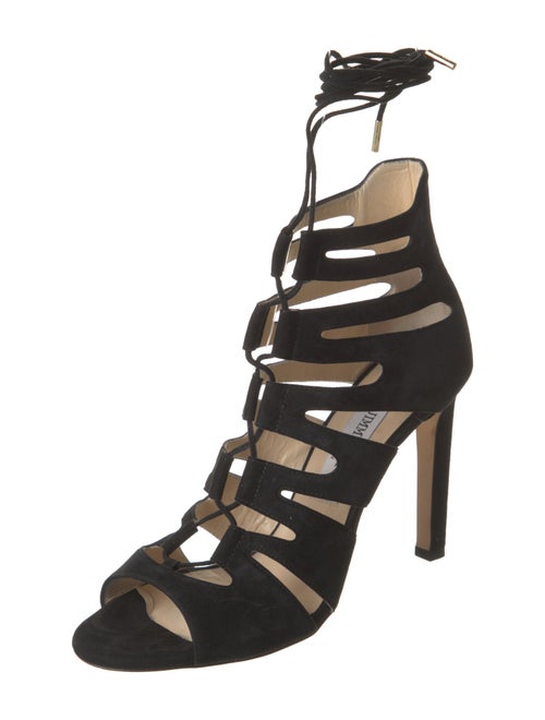 Jimmy Choo Suede Cutout Accent Gladiator Sandals