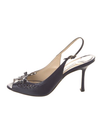 Jimmy Choo Leather Lasercut Accents Slingback Sandals