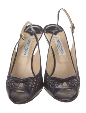 Jimmy Choo Leather Lasercut Accents Slingback Sandals