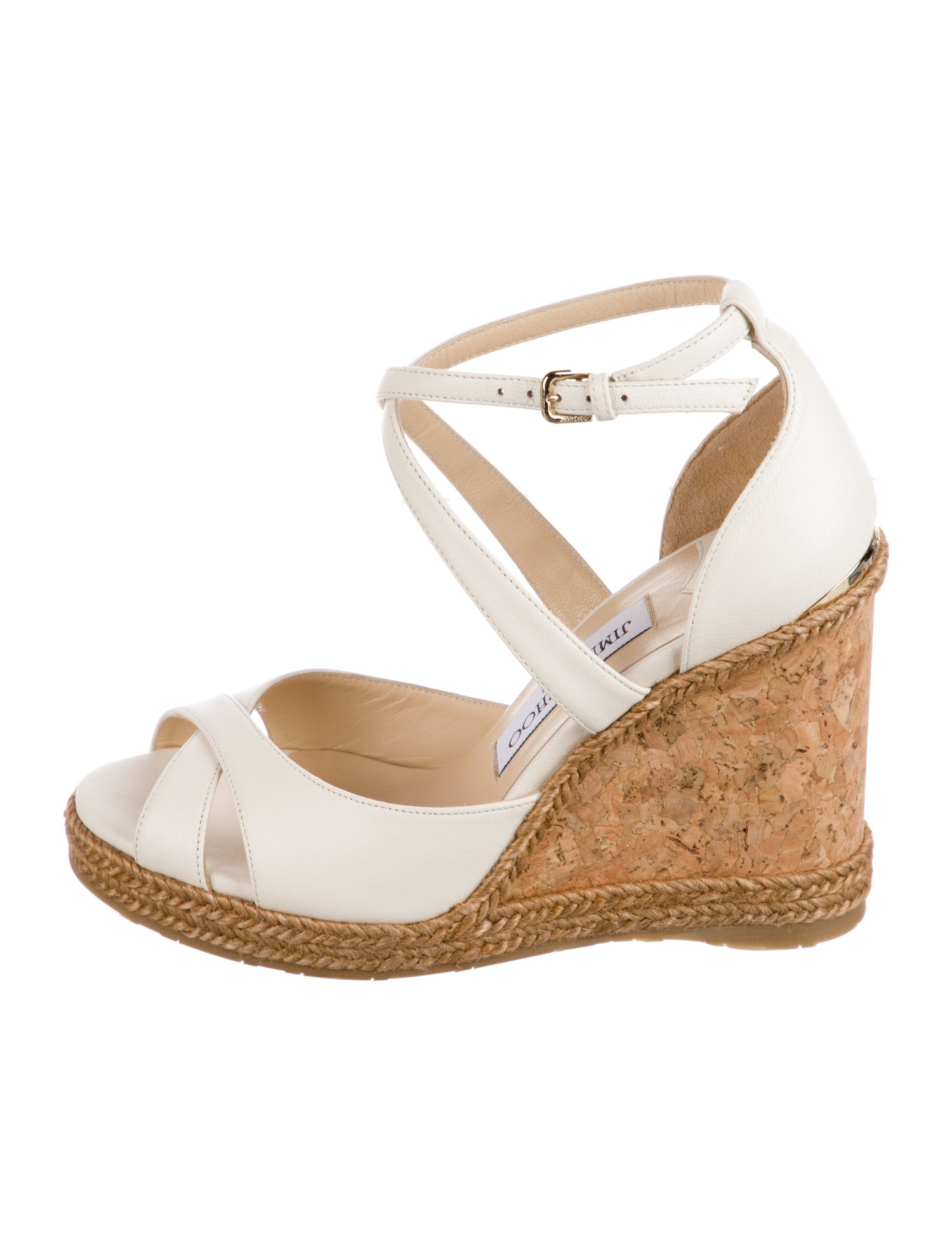 Jimmy Choo Leather Cutout Accent Espadrilles