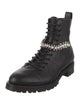 Jimmy Choo Leather Crystal Embellishments Combat Boots