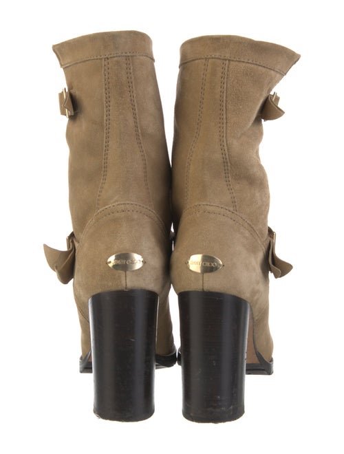 Jimmy Choo Suede Embroidered Accent Moto Boots