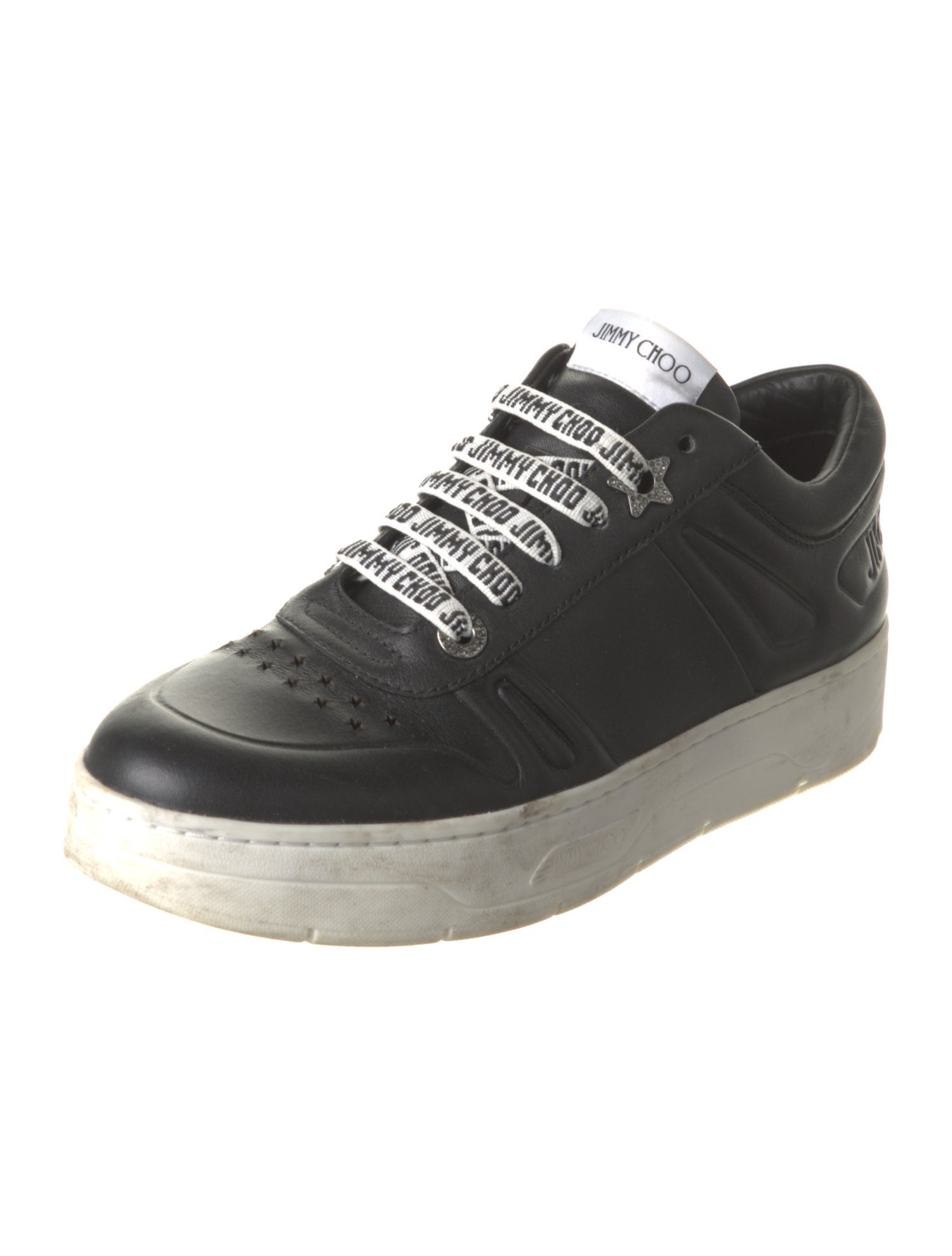 Jimmy Choo Leather Colorblock Pattern Sneakers