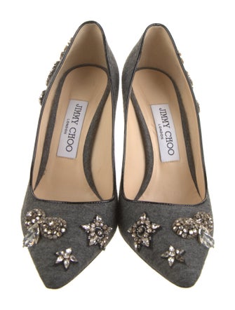 Jimmy Choo Wool Crystal Embellishments Pumps