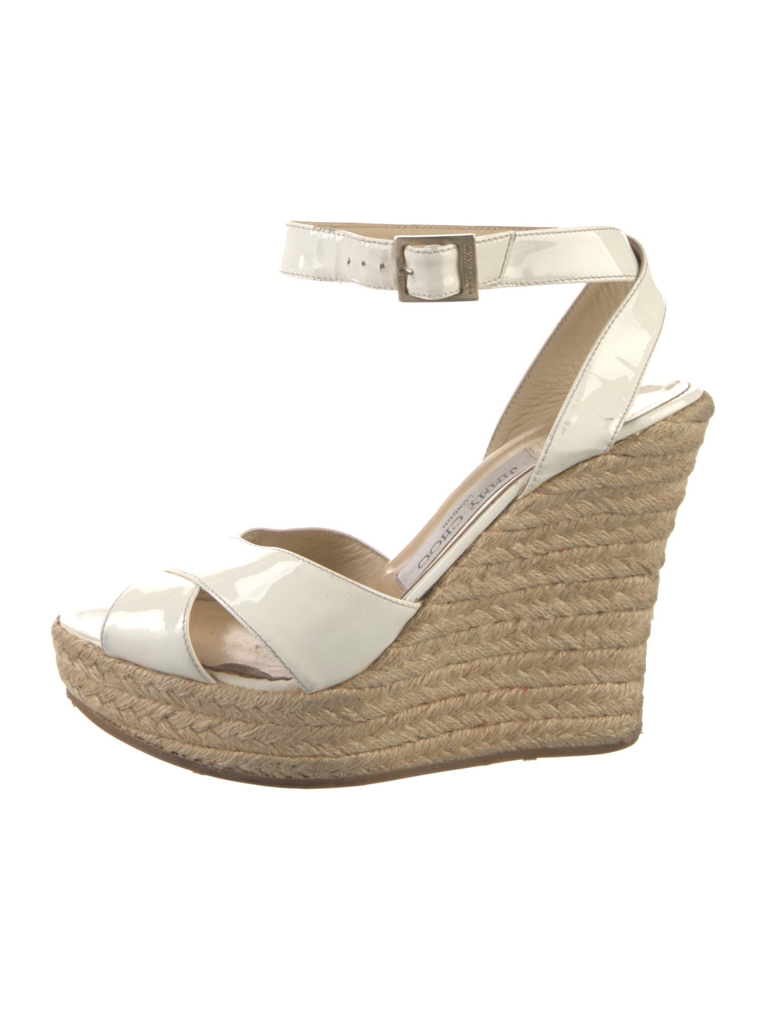 Jimmy Choo Patent Leather Cutout Accent Espadrilles
