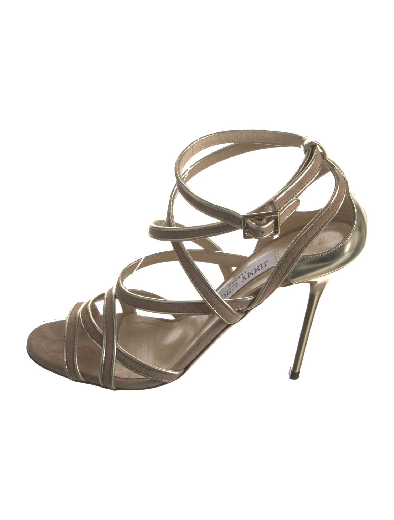 Jimmy Choo Suede Leather Trim Embellishment Sandals