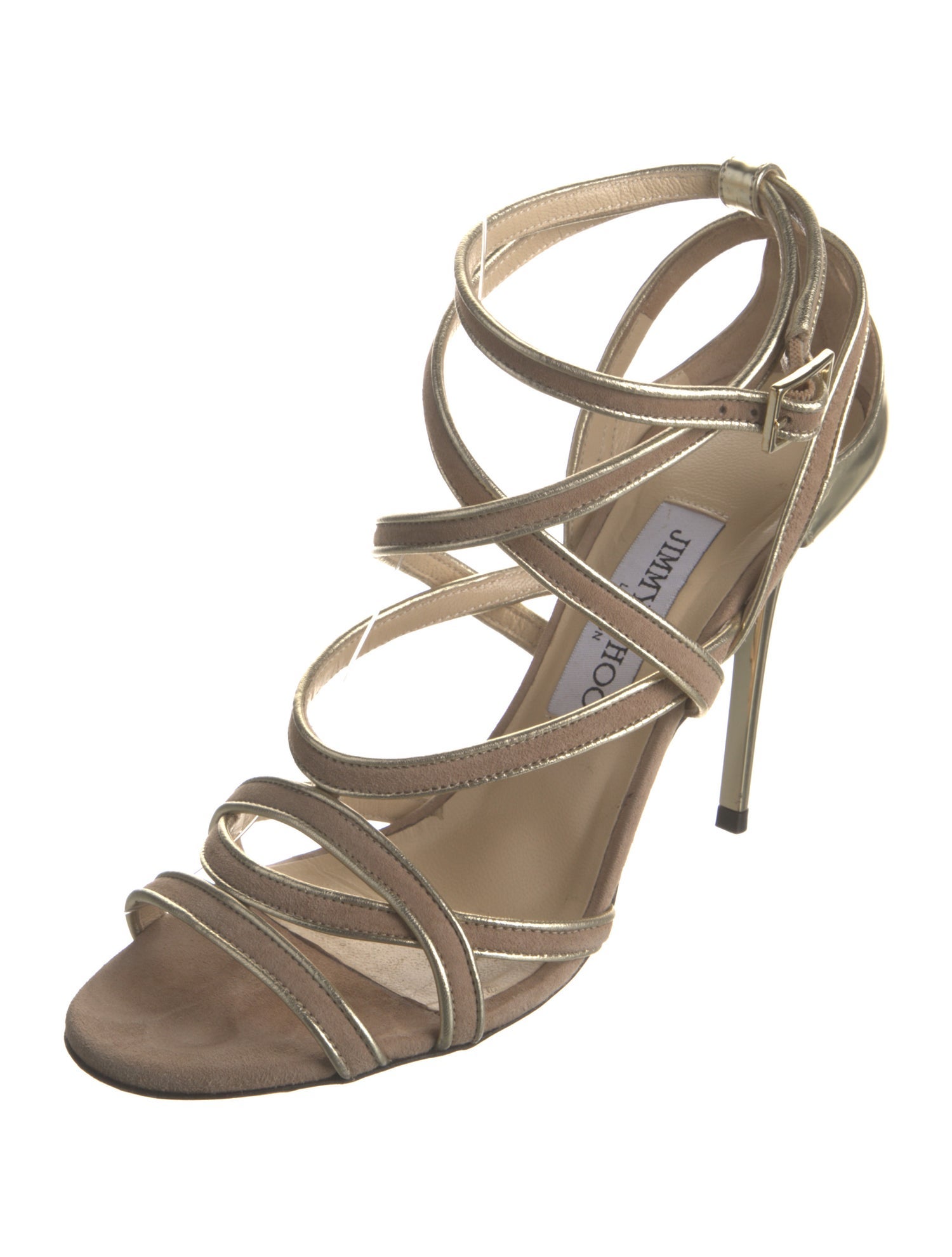 Jimmy Choo Suede Leather Trim Embellishment Sandals