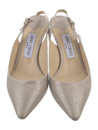 Jimmy Choo Canvas Glitter Accents Slingback Pumps