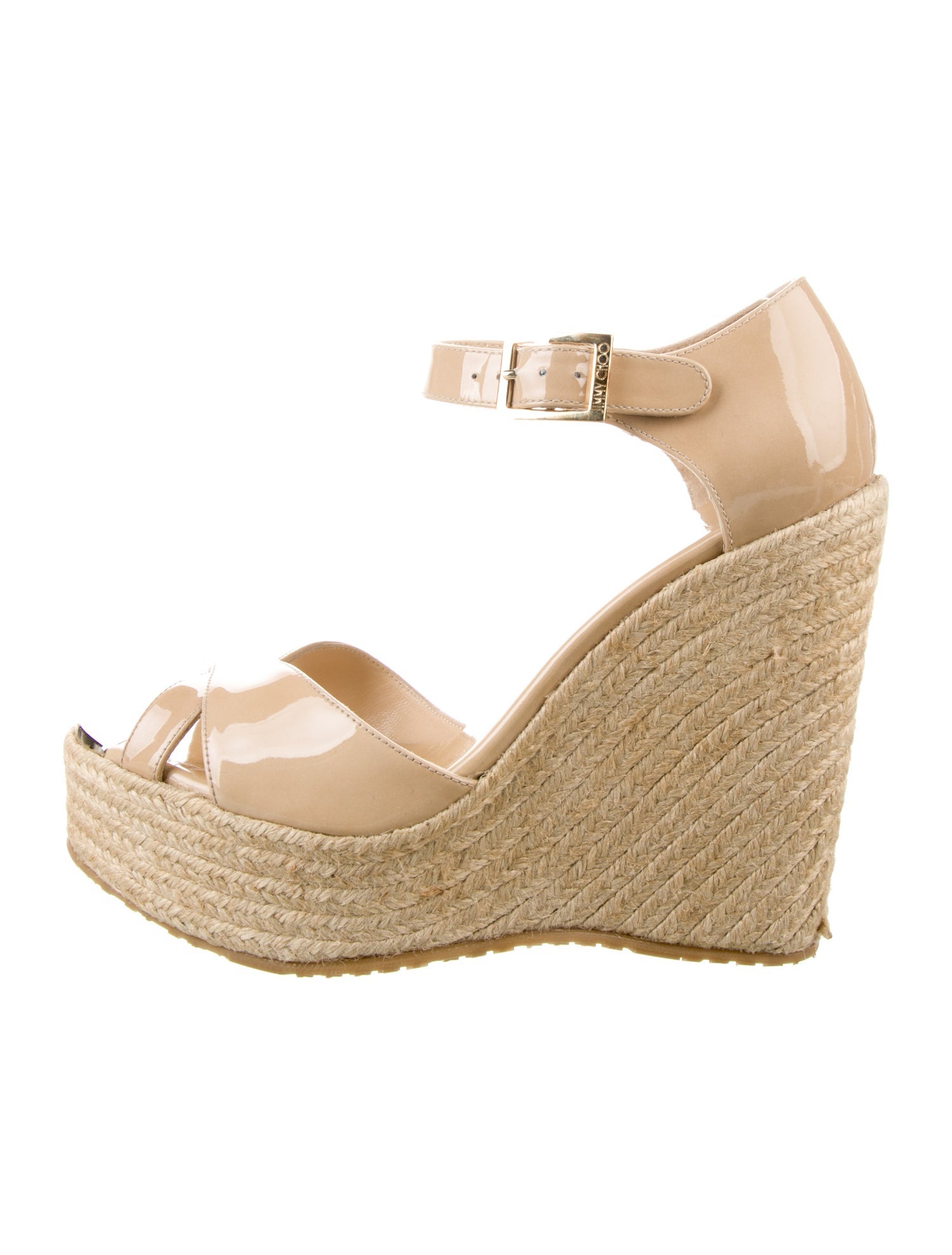 Jimmy Choo Patent Leather Cutout Accent Espadrilles