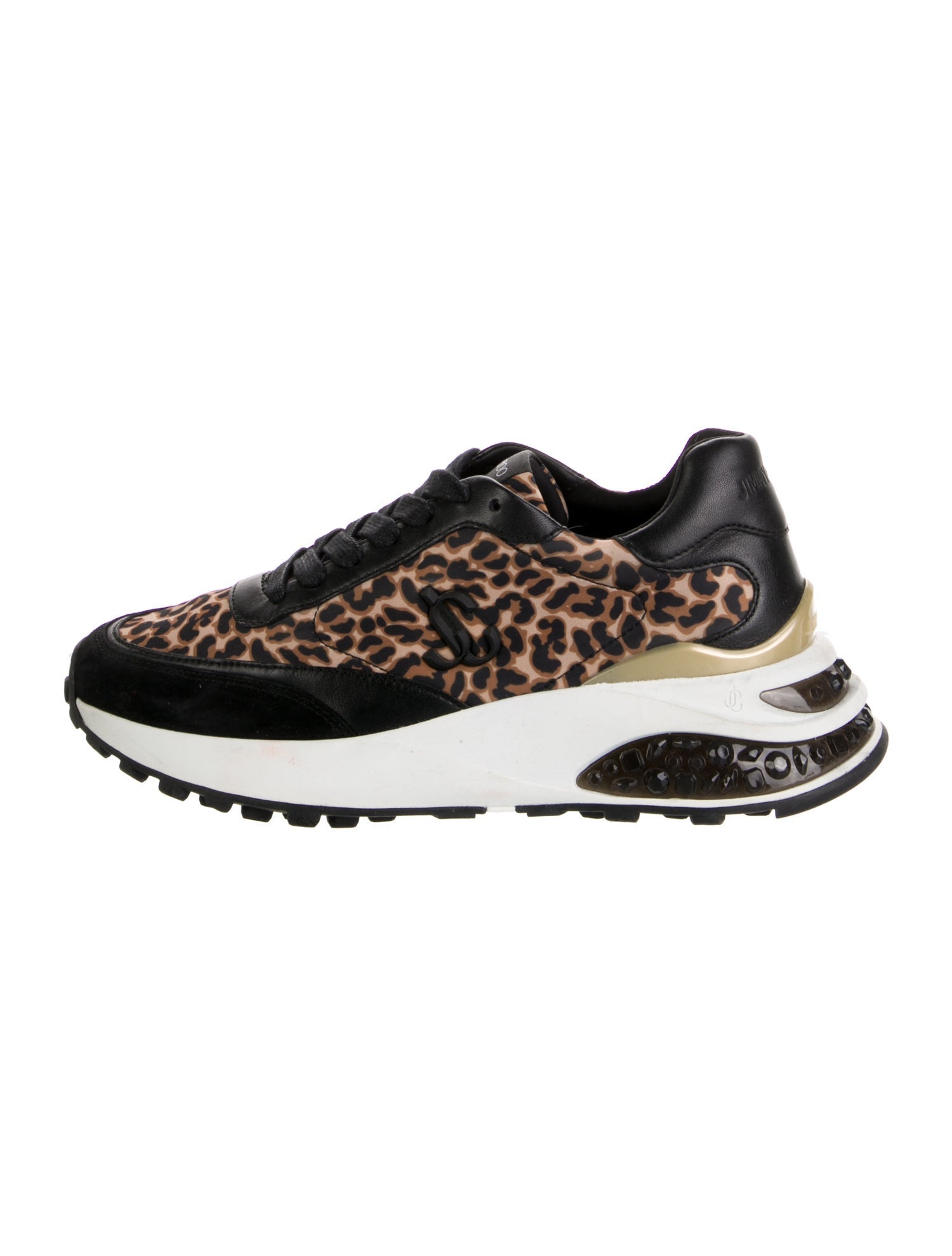 Jimmy Choo Leather Animal Print Sneakers