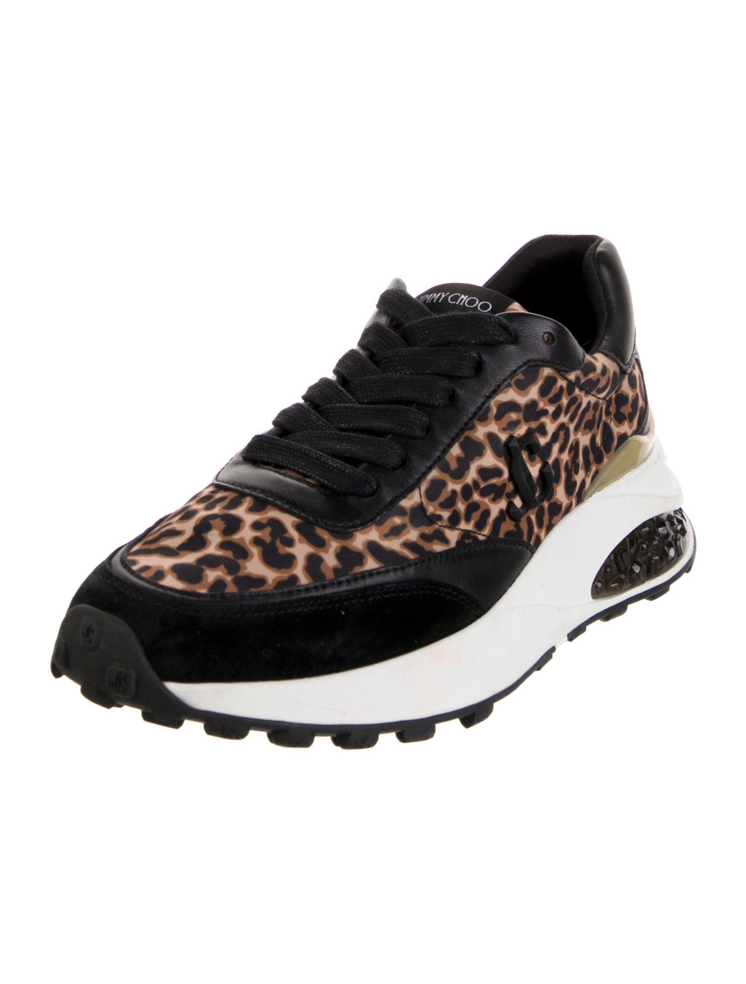 Jimmy Choo Leather Animal Print Sneakers