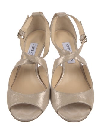 Jimmy Choo Suede Glitter Accents Slingback Sandals