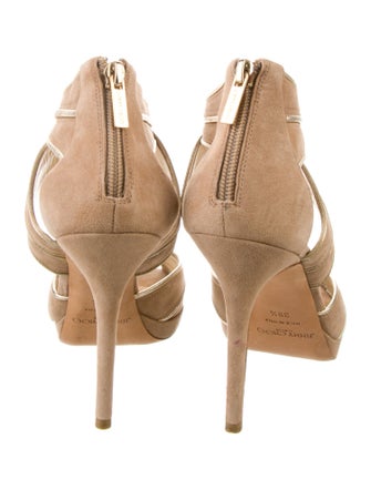 Jimmy Choo Suede Leather Trim Embellishment Sandals