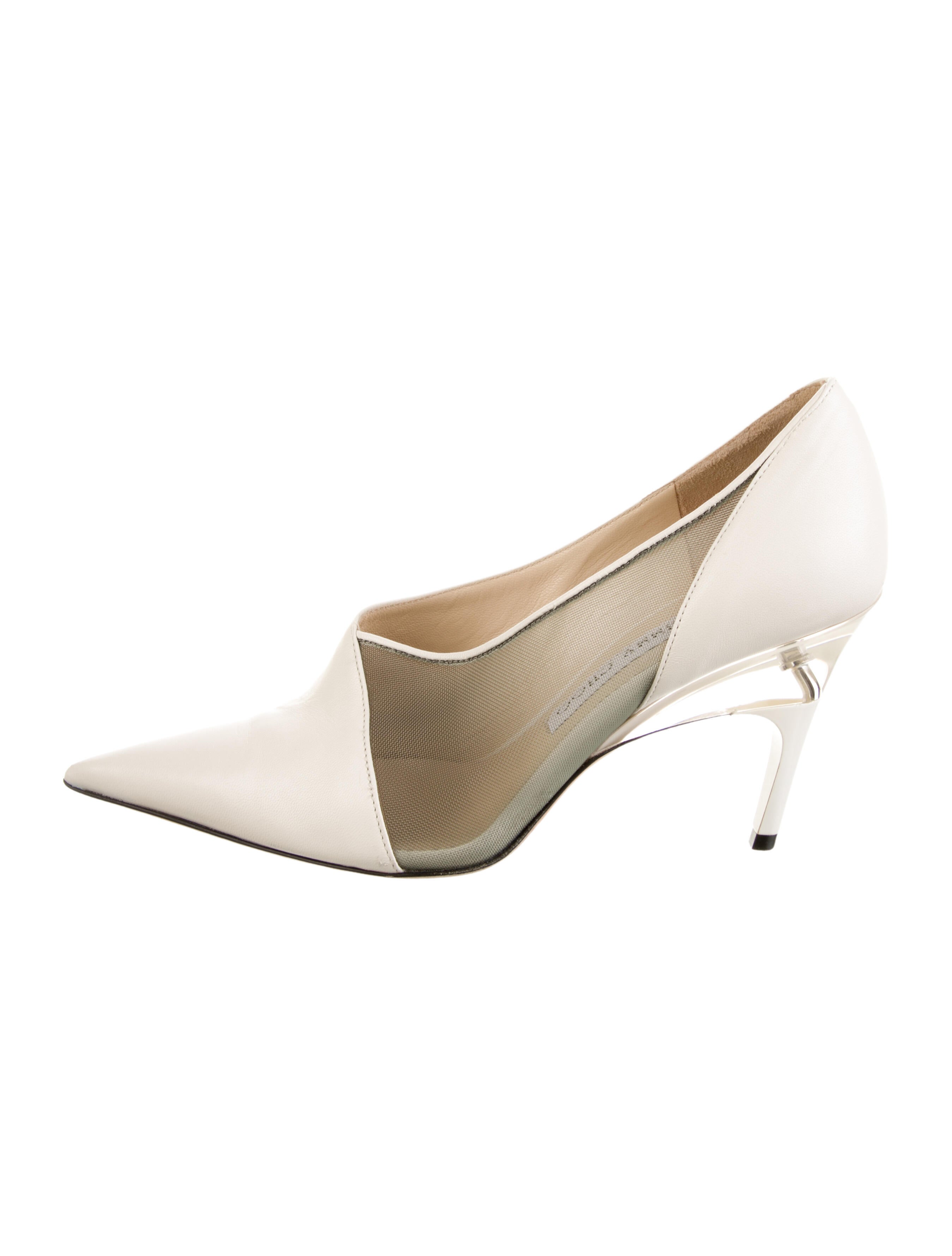 Jimmy Choo Leather Mesh Accents Pumps