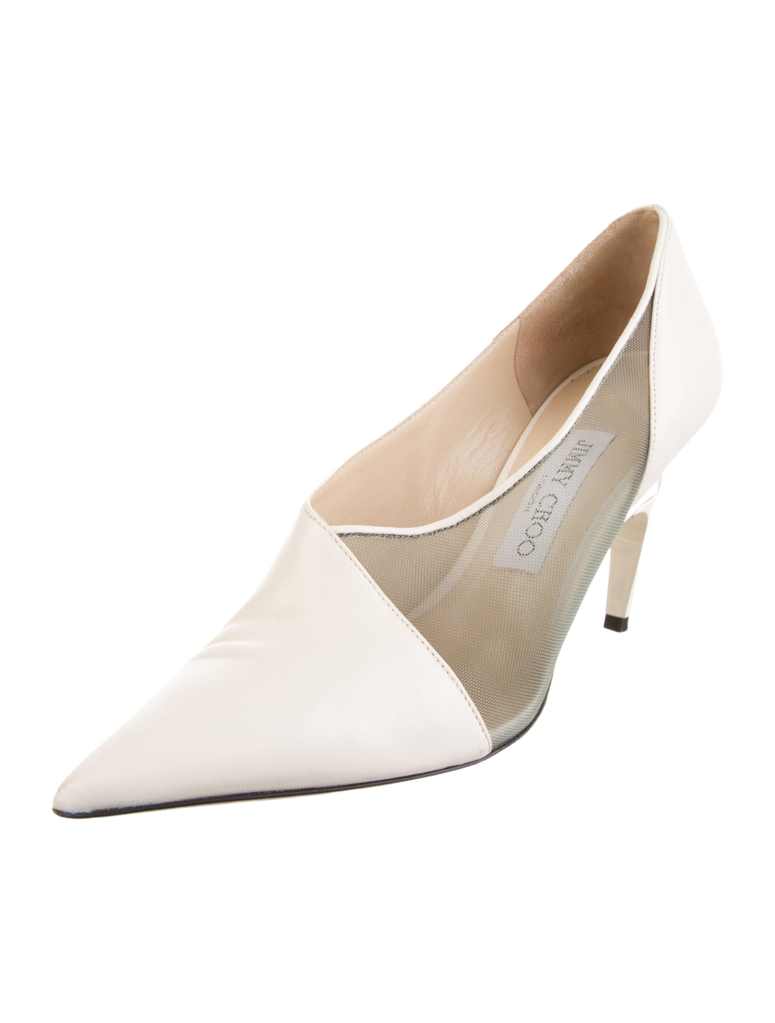 Jimmy Choo Leather Mesh Accents Pumps
