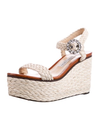 Jimmy Choo Straw Crystal Embellishments Espadrilles