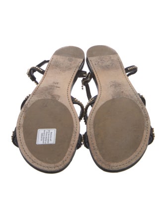 Jimmy Choo Leather Chain-Link Accents Gladiator Sandals