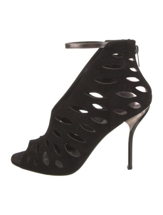 Jimmy Choo Suede Lasercut Accents Lace-Up Boots