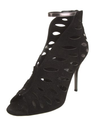 Jimmy Choo Suede Lasercut Accents Lace-Up Boots