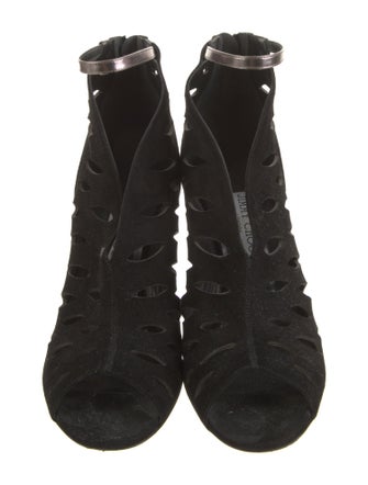 Jimmy Choo Suede Lasercut Accents Lace-Up Boots