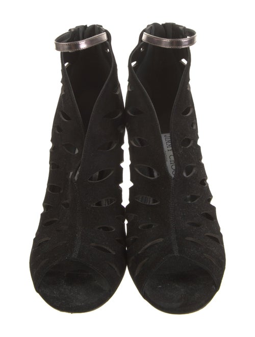 Jimmy Choo Suede Lasercut Accents Lace-Up Boots
