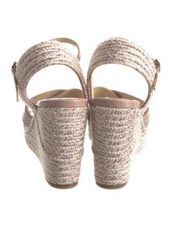 Jimmy Choo Raffia Leather Trim Embellishment Espadrilles