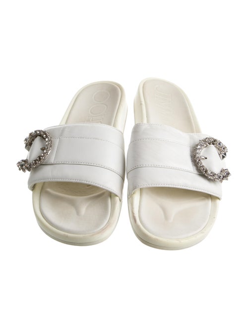 Jimmy Choo Leather Crystal Embellishments Slides