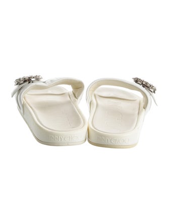 Jimmy Choo Leather Crystal Embellishments Slides