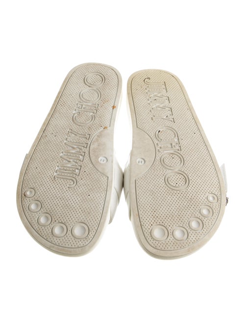 Jimmy Choo Leather Crystal Embellishments Slides