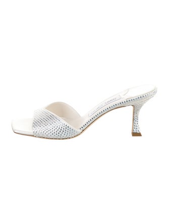Jimmy Choo Satin Crystal Embellishments Slides
