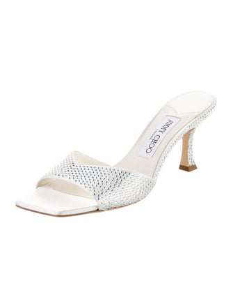 Jimmy Choo Satin Crystal Embellishments Slides