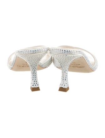 Jimmy Choo Satin Crystal Embellishments Slides