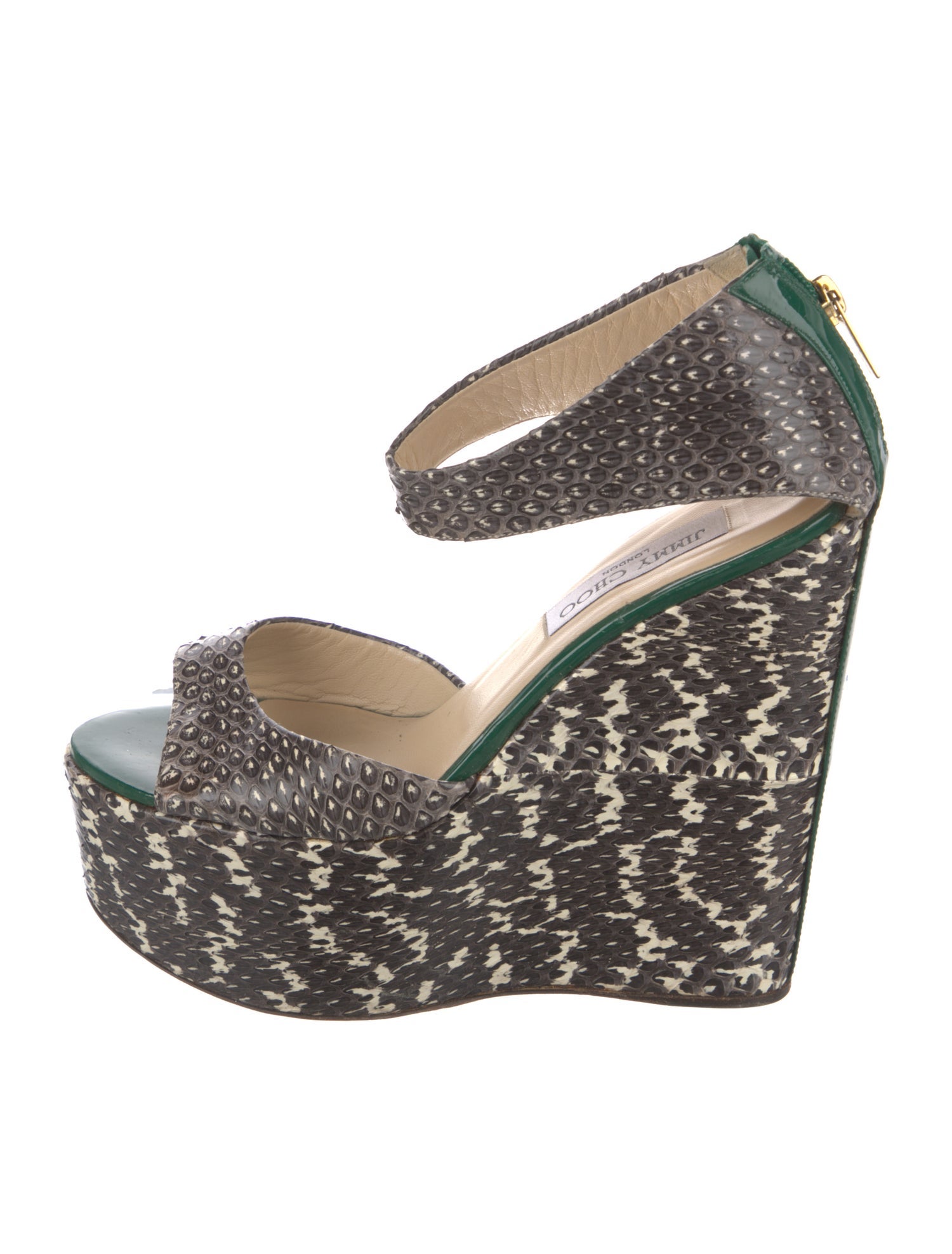 Jimmy Choo Snakeskin Animal Print Slingback Sandals