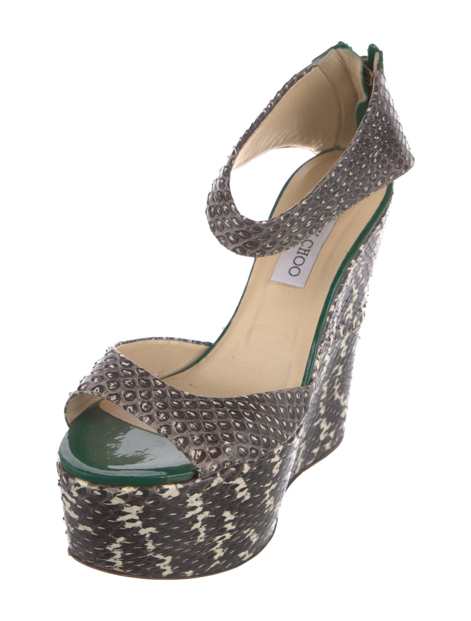 Jimmy Choo Snakeskin Animal Print Slingback Sandals