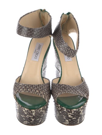 Jimmy Choo Snakeskin Animal Print Slingback Sandals