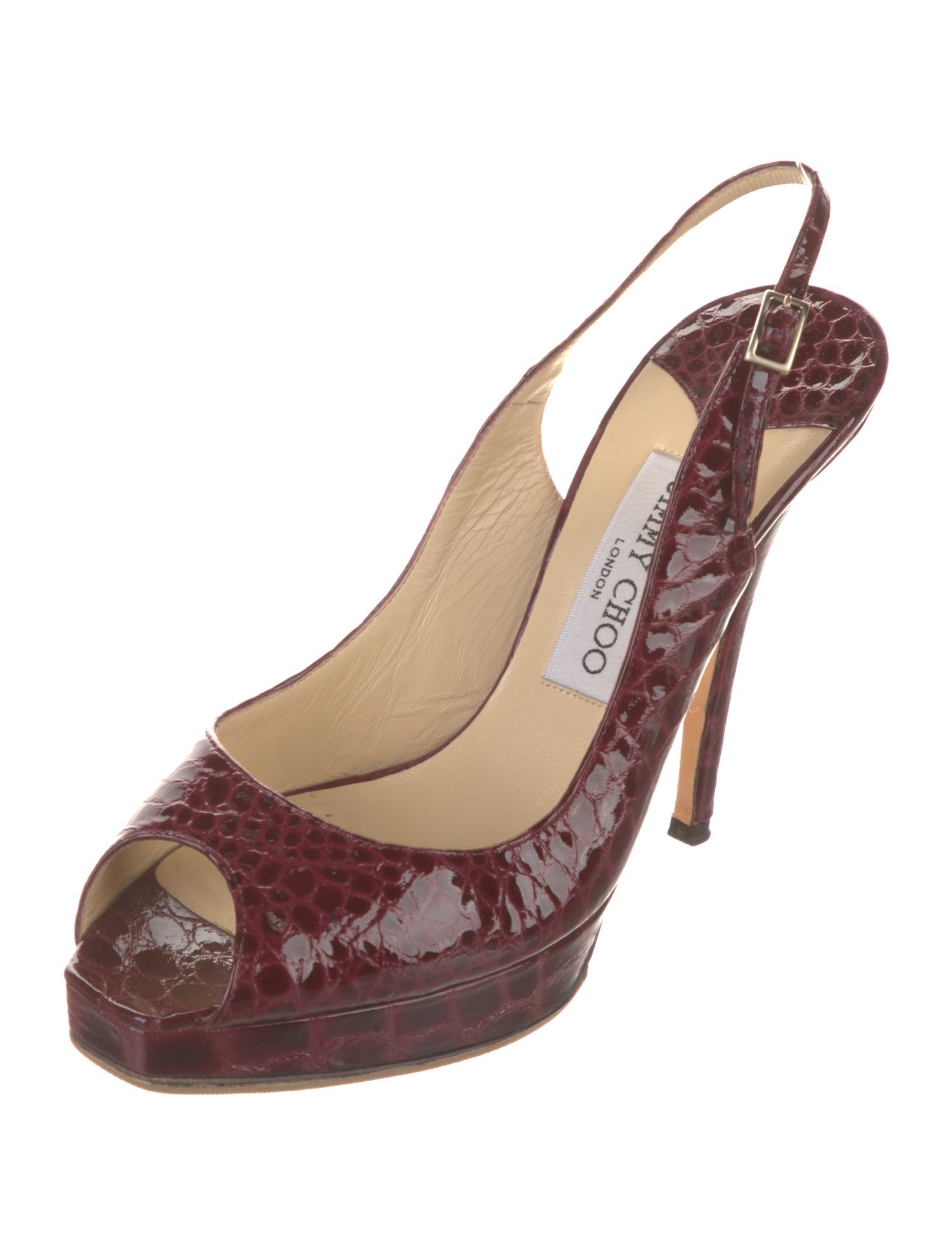 Jimmy Choo Patent Leather Animal Print Slingback Pumps