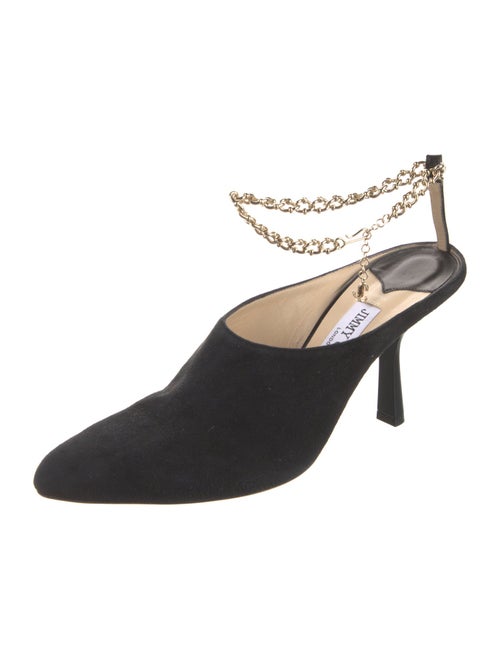 Jimmy Choo Suede Chain-Link Accents Slingback Pumps