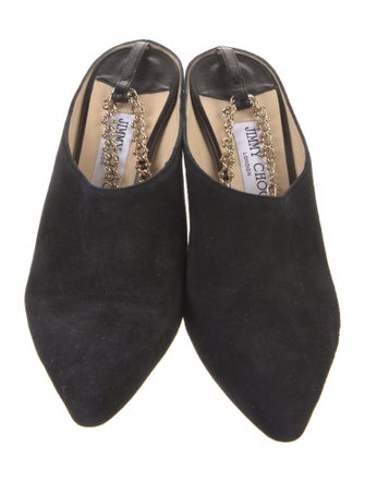 Jimmy Choo Suede Chain-Link Accents Slingback Pumps