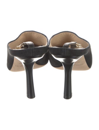 Jimmy Choo Suede Chain-Link Accents Slingback Pumps