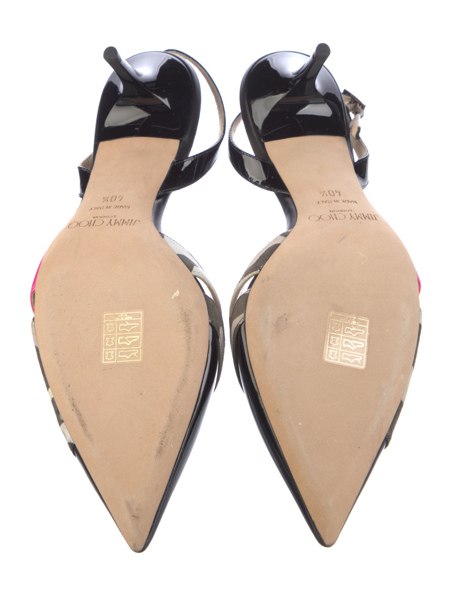 Jimmy Choo Patent Leather Colorblock Pattern Slingback Pumps