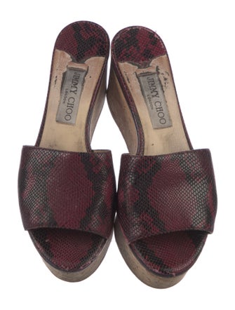 Jimmy Choo Embossed Leather Printed Slides