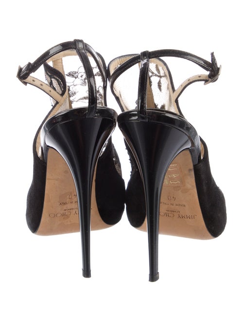 Jimmy Choo Suede Lace Pattern Slingback Pumps